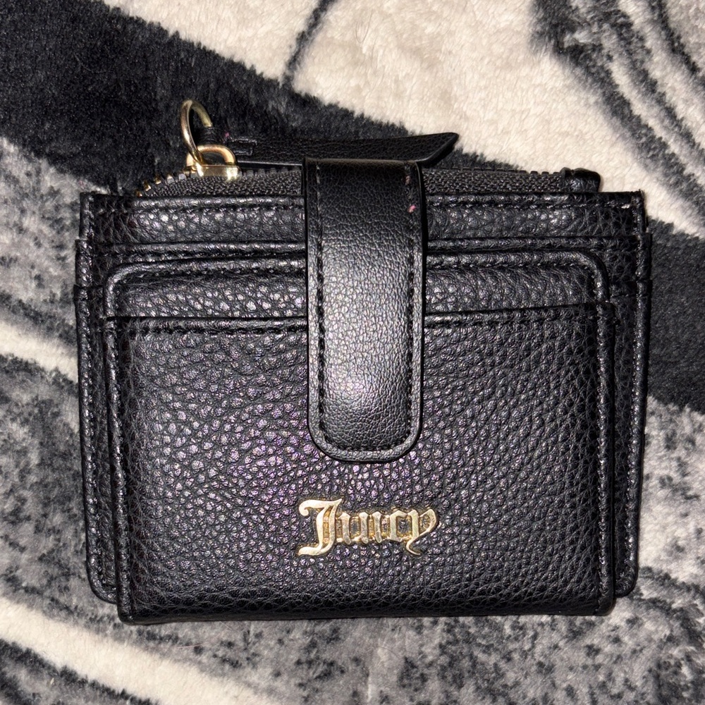 Juicy Couture Black Pebbled Wallet with Gold Logo
